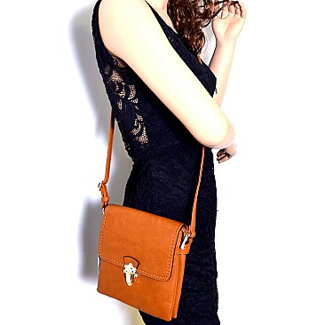 S87251-LP Embellished Push-lock Flap Cross Body