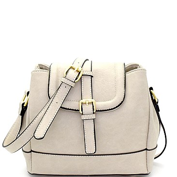 S87303-LP Belt Accent Triple Compartment Shoulder Bag