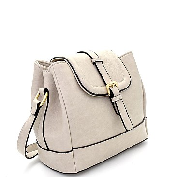 S87303-LP Belt Accent Triple Compartment Shoulder Bag