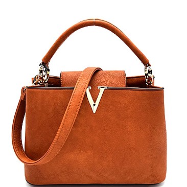 SD3678-LP V-Shape Hardware Medium 2 Way Satchel