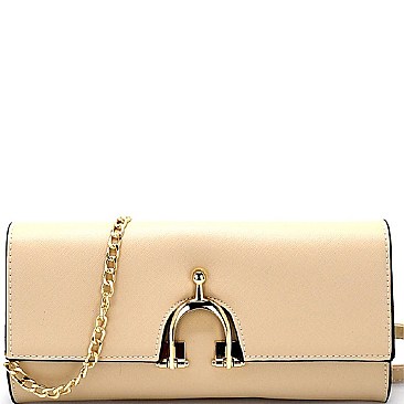 SD6026-LP Hardware Accent Saffiano Long Clutch Shoulder Bag