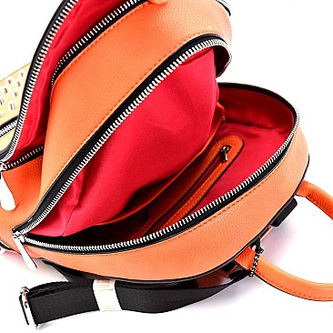 SD6319-LP Silver-Tone Stud Accent Fashion Backpack