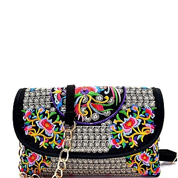 SE206-LP Bohemian Flower Embroidery Flap Cross Body