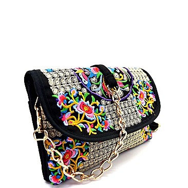 SE206-LP Bohemian Flower Embroidery Flap Cross Body