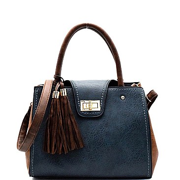 SE3388-LP Color Block Turn-Lock Medium Satchel