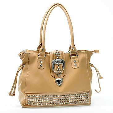 Western Handbag with Rhinestone & Buckle