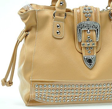 Western Handbag with Rhinestone & Buckle