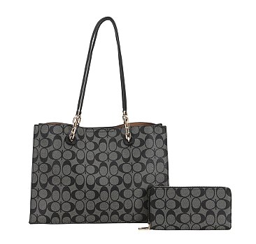 wholesale Large Size Shoulder Tote Bag w Wallet Set