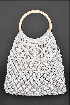 Round Handle Cotton Crochet Summer Bag