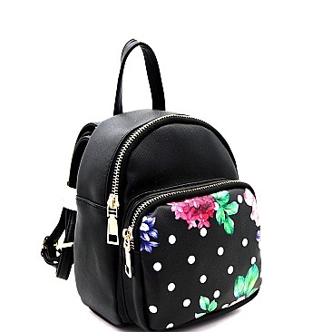Stylish Polka Dot/Flower Printed Mini Backpack MH-SF1001M-PD
