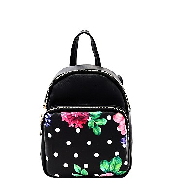 Stylish Polka Dot/Flower Printed Mini Backpack MH-SF1001M-PD
