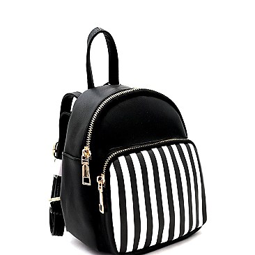 Stylish Stripe-Printed Pocket Mini Backpack MH-SF1001M-ST