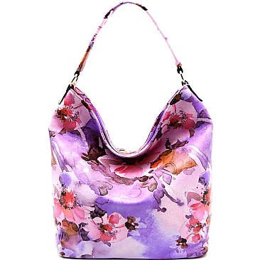 SG130-LP Flower Painting Single Strap Large Hobo