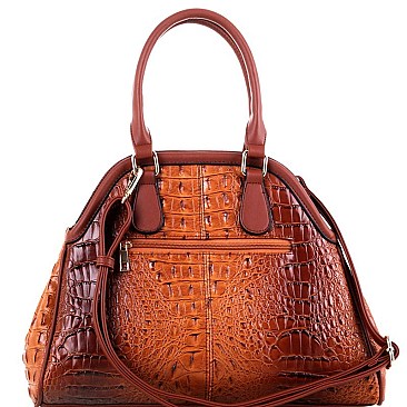 Tiger Charm Crocodile Embossed 2 in 1 Dome Satchel SET MH-SG4112S
