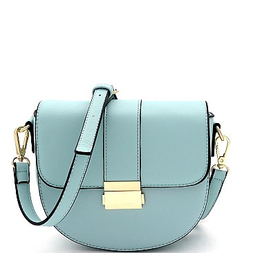 Flap Saddle Pinch-Lock Cross Body Shoulder Bag