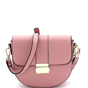 Flap Saddle Pinch-Lock Cross Body Shoulder Bag