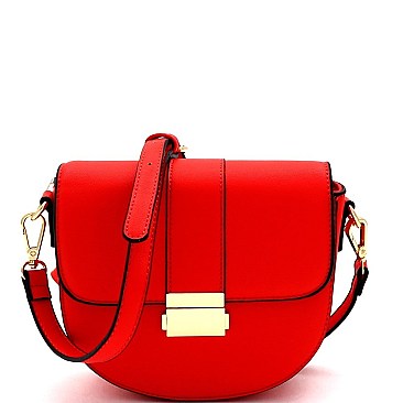 Flap Saddle Pinch-Lock Cross Body Shoulder Bag