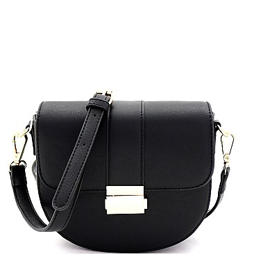 Flap Saddle Pinch-Lock Cross Body Shoulder Bag