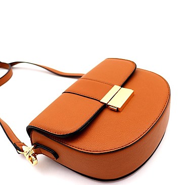 Flap Saddle Pinch-Lock Cross Body Shoulder Bag