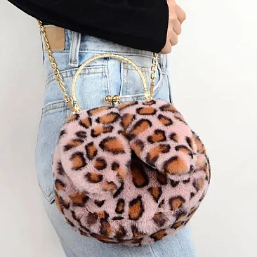 Fashion Rabbit Ear Design Plush Clutch - Crossbody Chain Purses