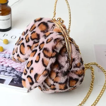 Fashion Rabbit Ear Design Plush Clutch - Crossbody Chain Purses