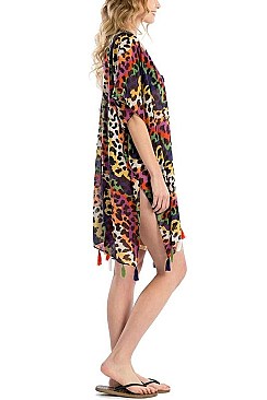 TASSEL LEOPARD KIMONO CARDIGAN