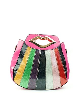 FANCY MULTI COLOR STRIPE SATCHEL BAG