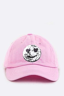Sequined Emoji Patch Denim Cap LA-EMH0959N