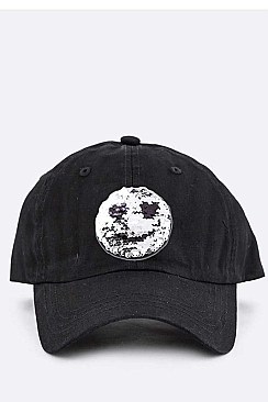 Sequined Emoji Patch Denim Cap LA-EMH0959N