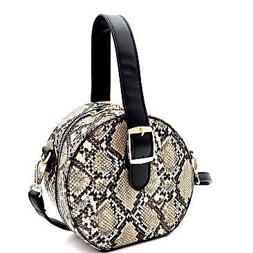 SNAKE PRINT BUCKLED WRIST AND SHOULDER BAG