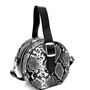 SNAKE PRINT BUCKLED WRIST AND SHOULDER BAG