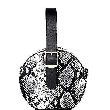 SNAKE PRINT BUCKLED WRIST AND SHOULDER BAG