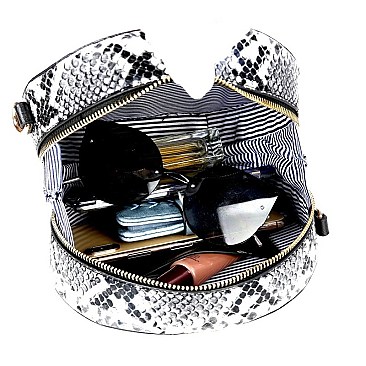 SNAKE PRINT BUCKLED WRIST AND SHOULDER BAG