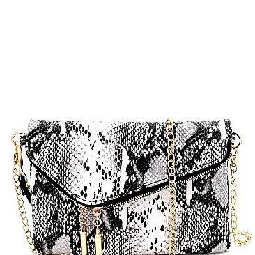 SLOPING SNAKE PRINT FLAP CLUTCH