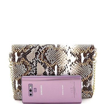 SLOPING SNAKE PRINT FLAP CLUTCH
