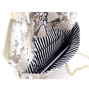 SLOPING SNAKE PRINT FLAP CLUTCH