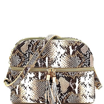 MULTI COMPARTMENT SNAKE PRINT CROSS BODY MESSENGER