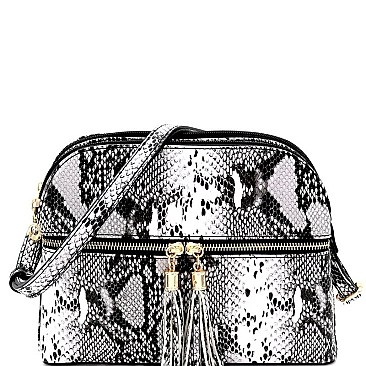 MULTI COMPARTMENT SNAKE PRINT CROSS BODY MESSENGER