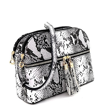 MULTI COMPARTMENT SNAKE PRINT CROSS BODY MESSENGER