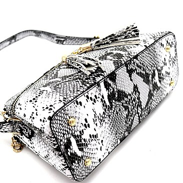 MULTI COMPARTMENT SNAKE PRINT CROSS BODY MESSENGER