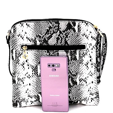 TASSEL ACCENT SNAKE PRINT CROSS BODY MESSENGER