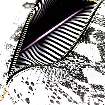 TASSEL ACCENT SNAKE PRINT CROSS BODY MESSENGER