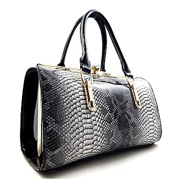 Patent Snake Print Jewel-top METAL Frame PURSE