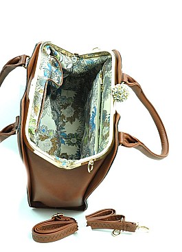 Jewel Top Rhinestone Metal Framed Alligator Satchel - Designer Like