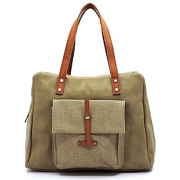 Colorblock Front Pocket Satchel