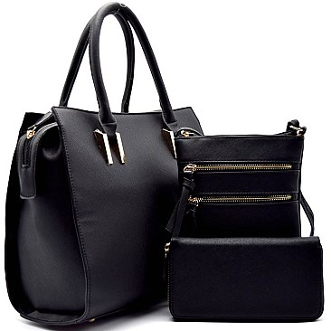 STA780 -LP Accented 3-Piece Structured Satchel SET