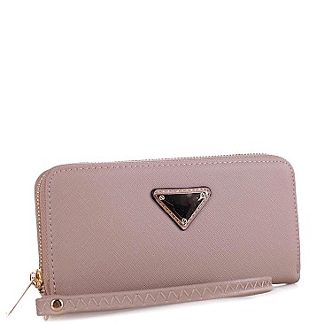 Triangle Logo Zip-around Slim Wristlet Wallet