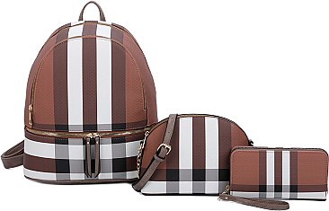 3 IN 1 CLASSIC PLAID BACKPACK SET