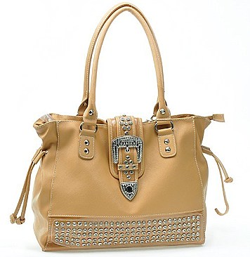 Western Handbag with Rhinestone & Buckle