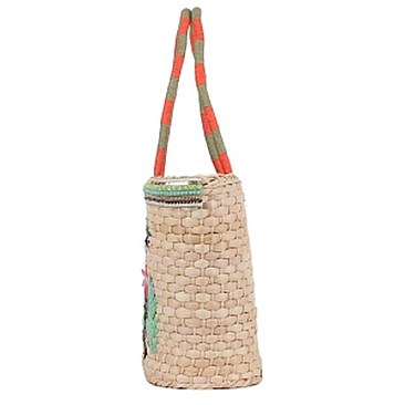 Posh Nicole Lee Flamingo Embroidered Woven Straw Tote Bag JPSTR12671